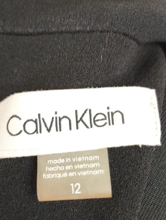 Calvin Klein Black Long Sleeve Midi Sheath Dress Gold Zipper Size 12 - Picture 6 of 15